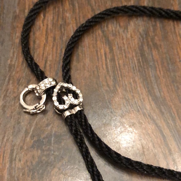 Bolo tie black cord and crystal necklace - Picture 9 of 9